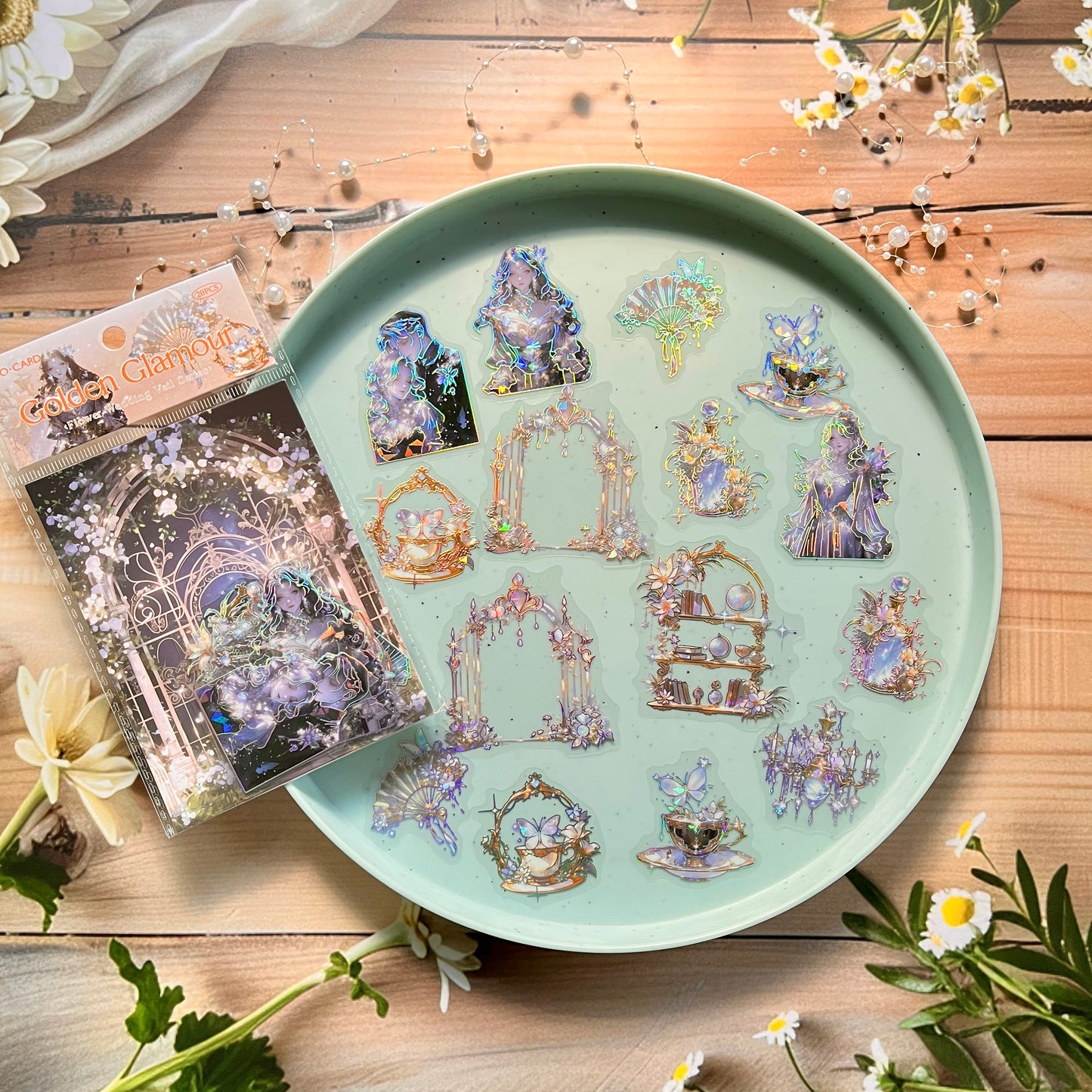 20 Pcs Flower Wedding Yarn Series Character Floral Laser Landscaping