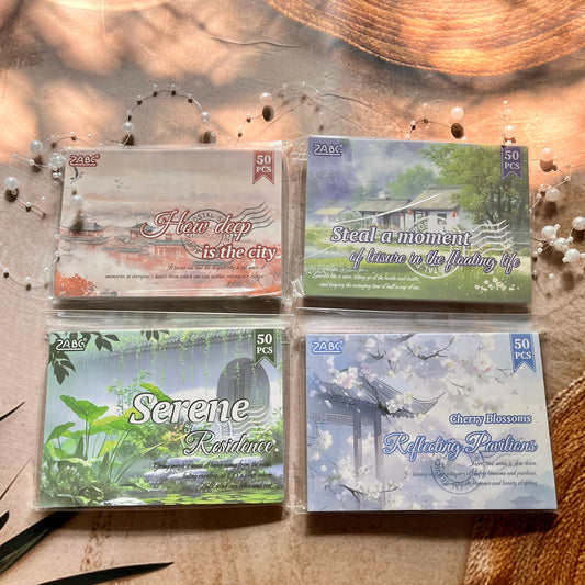 50 Sheets Four Seasons Scenic Notes Non Adhesive Retro Craft Paper