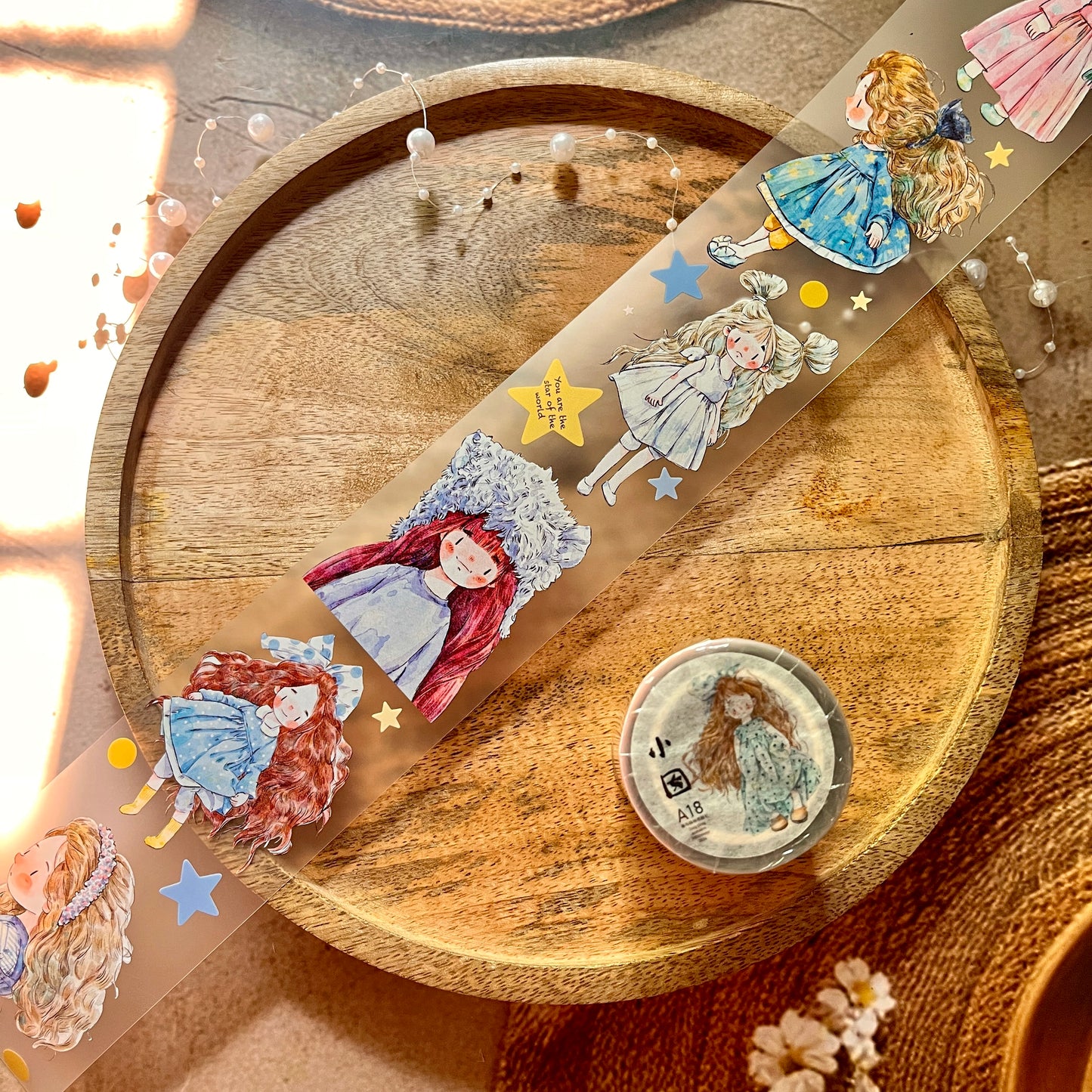 Ding Ding Girl Seahorse Forest Series Original cartoon character Sample Matte Pet Tape