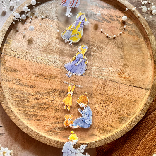 Ding Ding Girl Seahorse Forest Series childhood fun Die-Cut Frosted Sample Tape