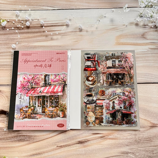 18 Sheets Scenic Going to Paris Die-Cut Sticker Book