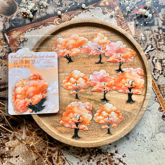 10 Pcs Cloud Tree Dream Tree Landscaping Stickers for Journaling