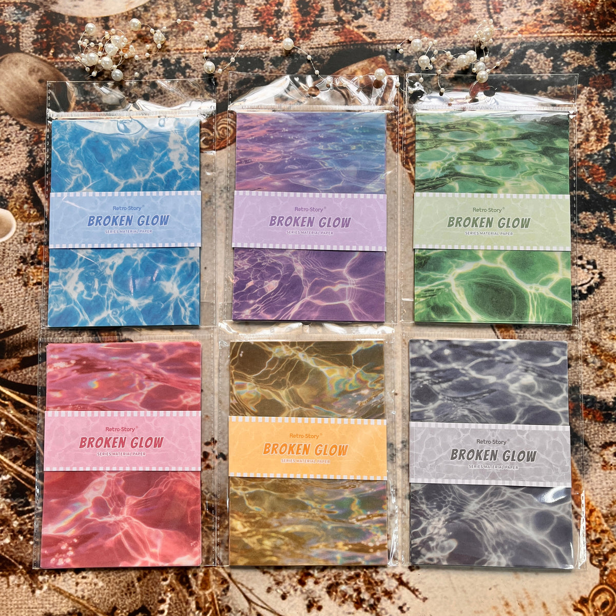 16 Sheets Shimmer Series Water Ripple Decorative Materials for Scrapbooking