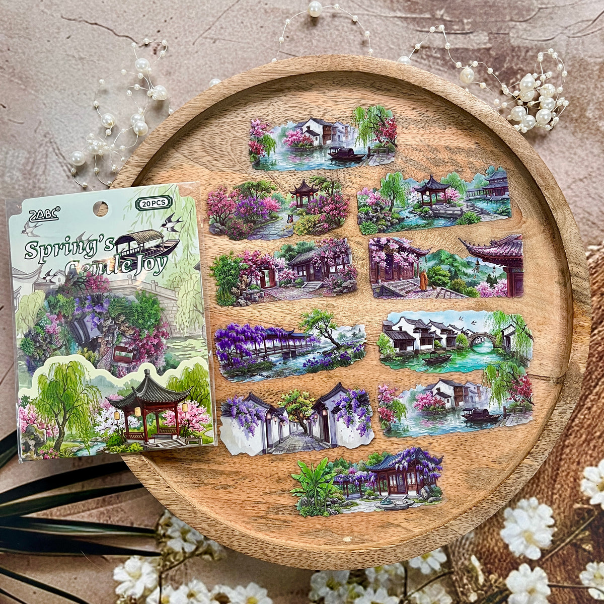 20 Pcs Four Seasons Series Retro Landscape Stickers