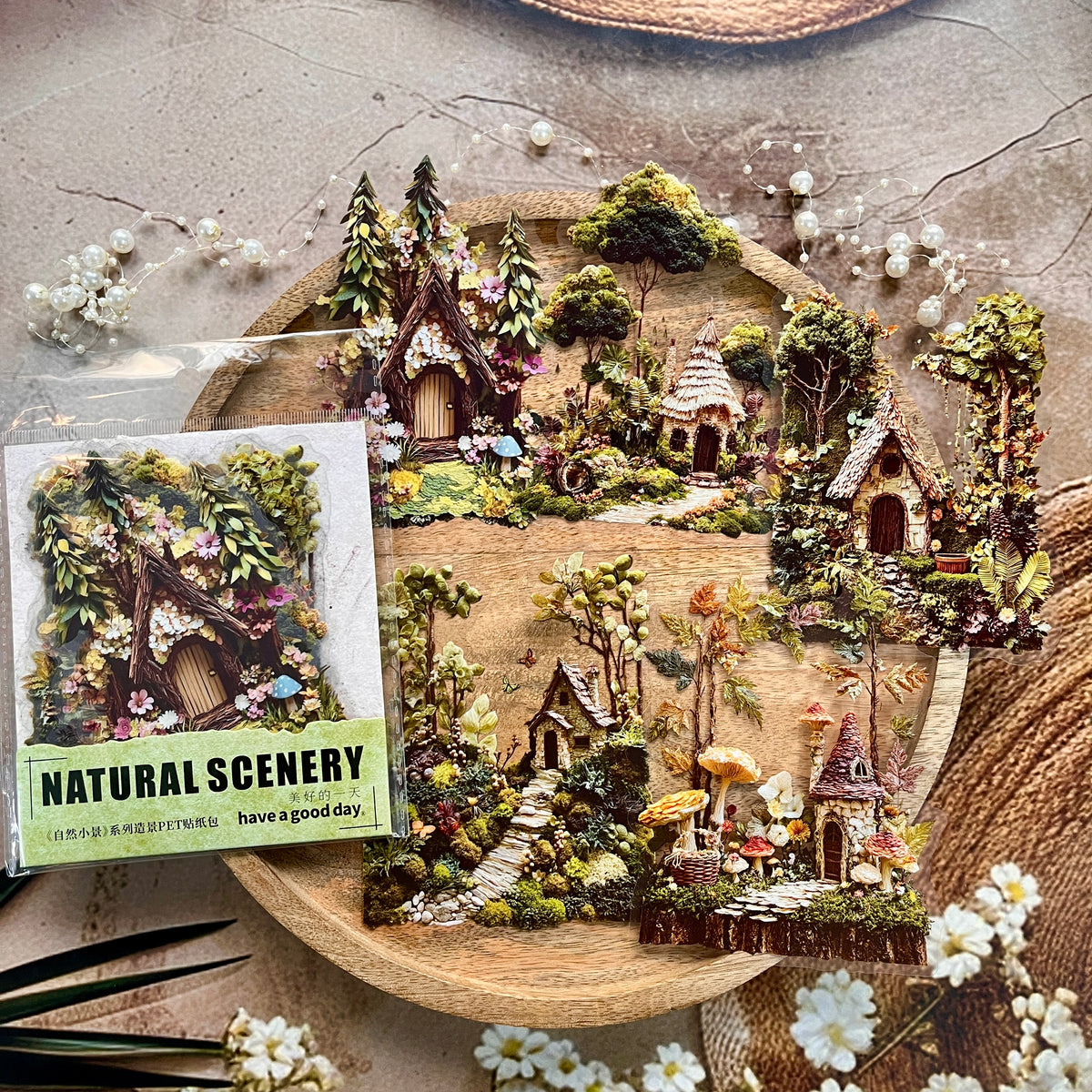 10 Pcs Nature Mini Scenes Series Landscape themed Scrapbooking Stickers