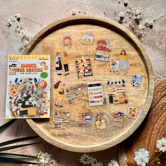 30pcs Light up Daily Series Cartoon Elements Theme Decorative Stickers