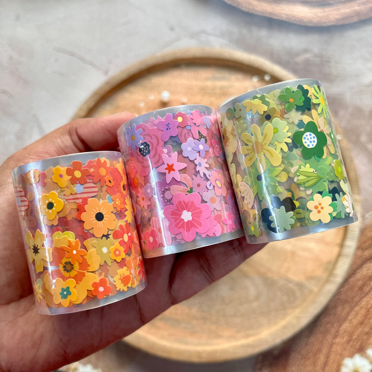 1 Roll Little Flower Story Series Edge-less Die-cut Flower Tape