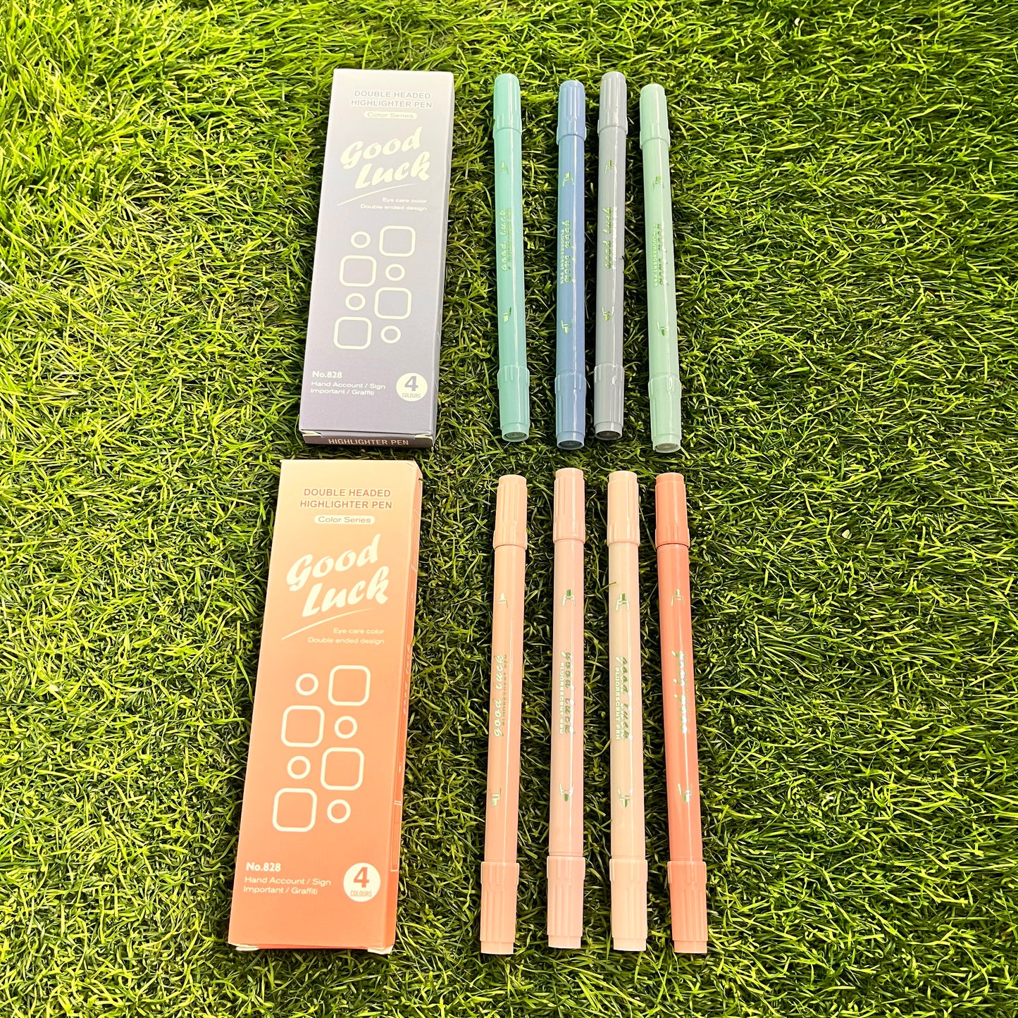 4 Pcs/set Simple Gradient Double-ended Highlighter Set Smooth Writing Marker Pen