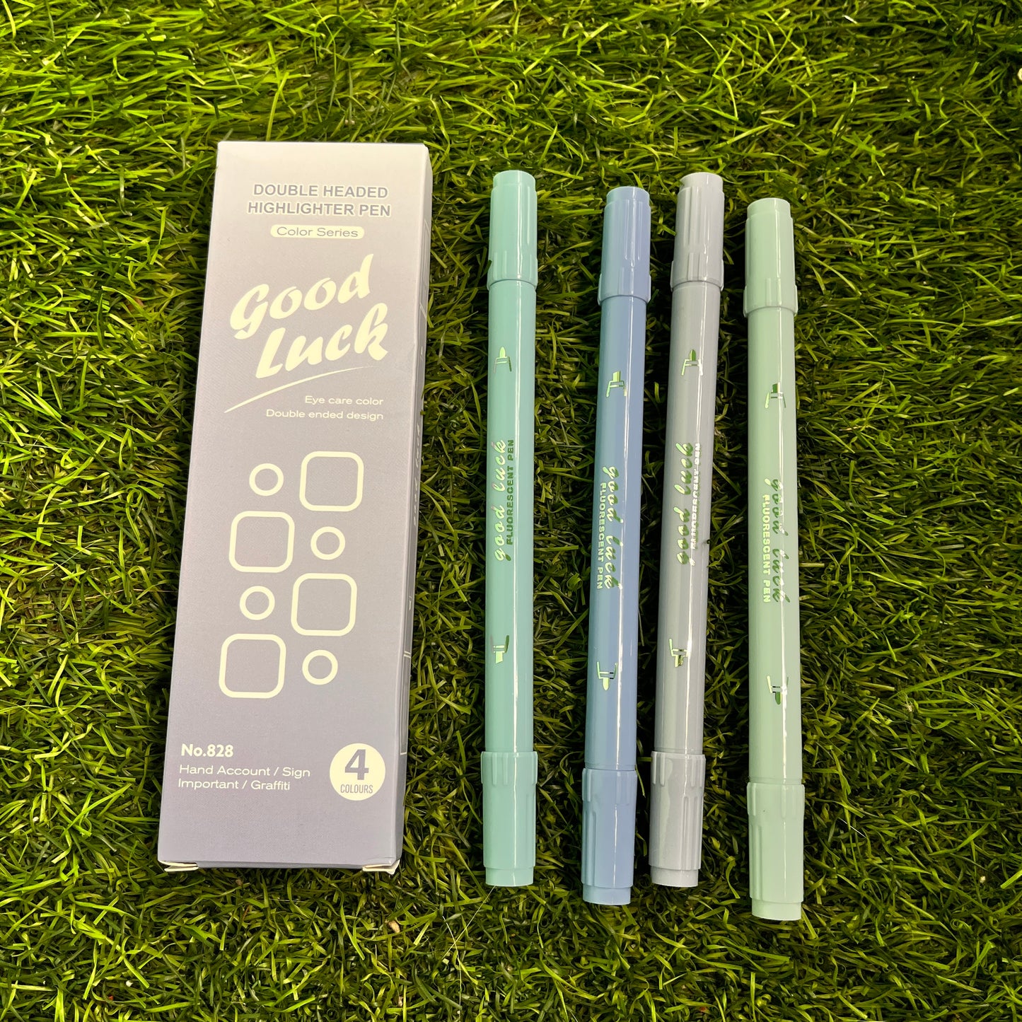 4 Pcs/set Simple Gradient Double-ended Highlighter Set Smooth Writing Marker Pen