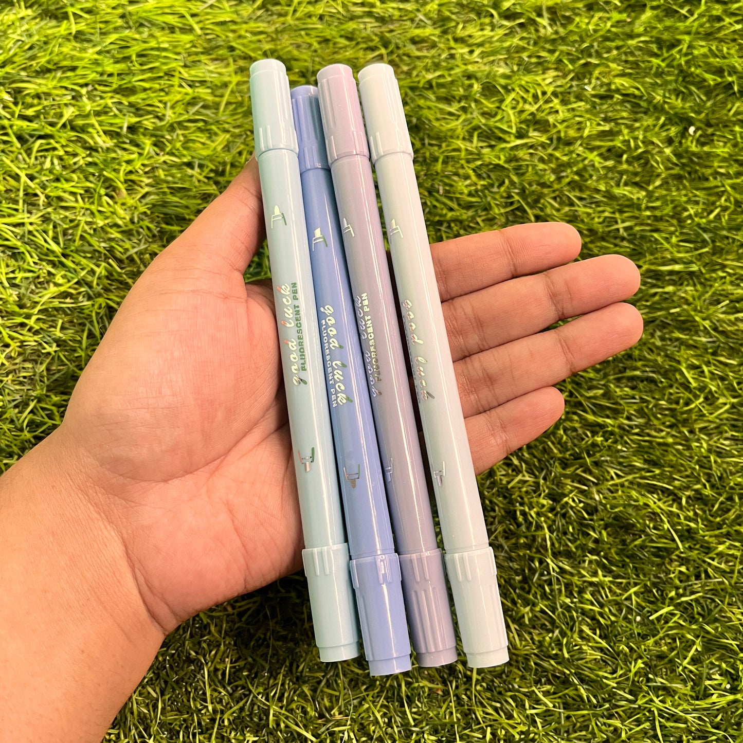 4 Pcs/set Simple Gradient Double-ended Highlighter Set Smooth Writing Marker Pen