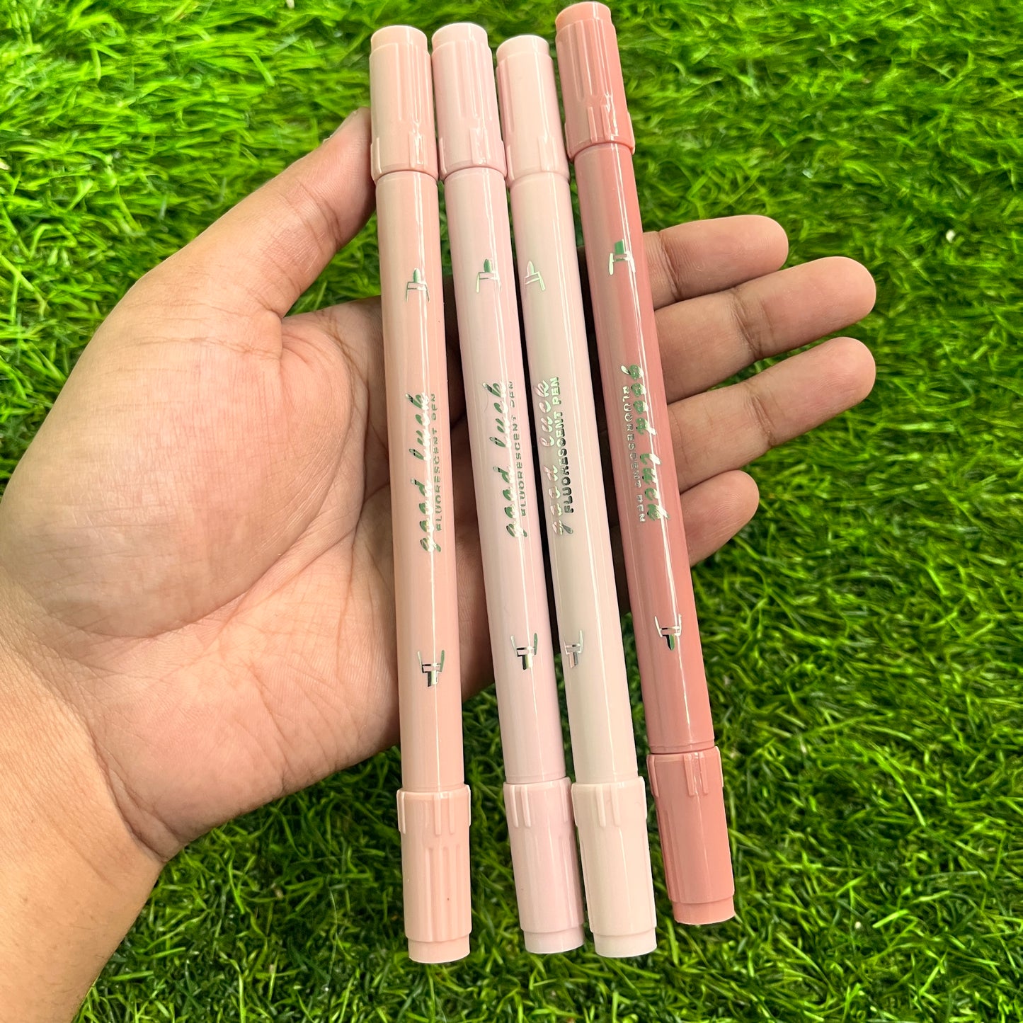 4 Pcs/set Simple Gradient Double-ended Highlighter Set Smooth Writing Marker Pen