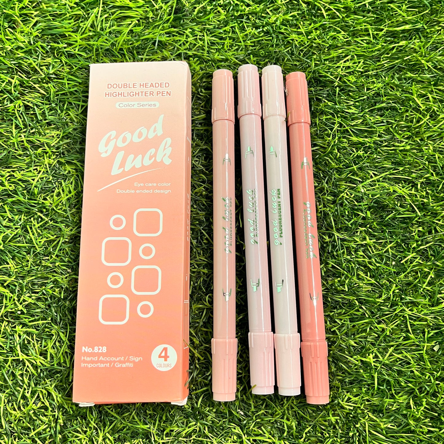 4 Pcs/set Simple Gradient Double-ended Highlighter Set Smooth Writing Marker Pen