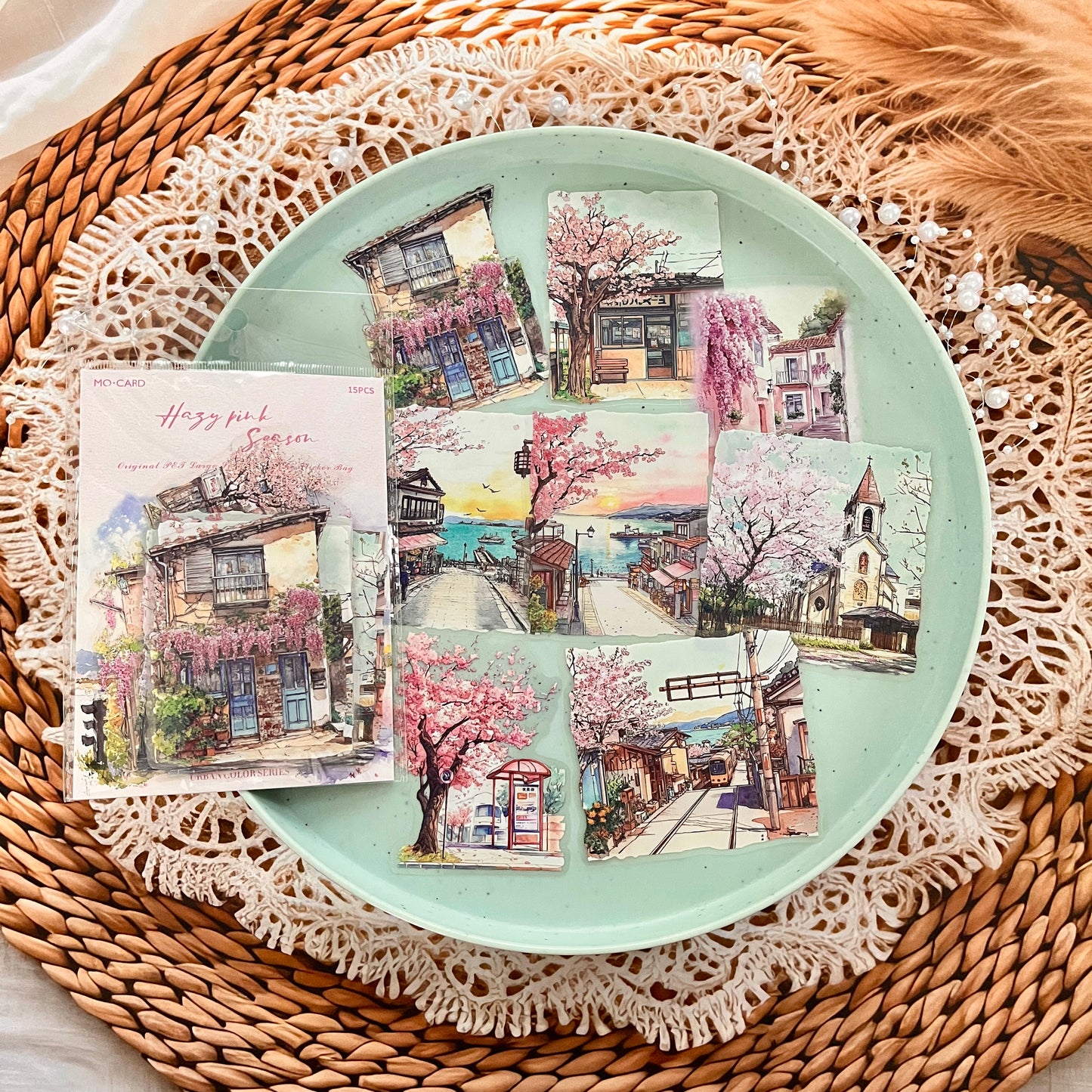 15pcs City Color Series Urban Landscaping Stickers