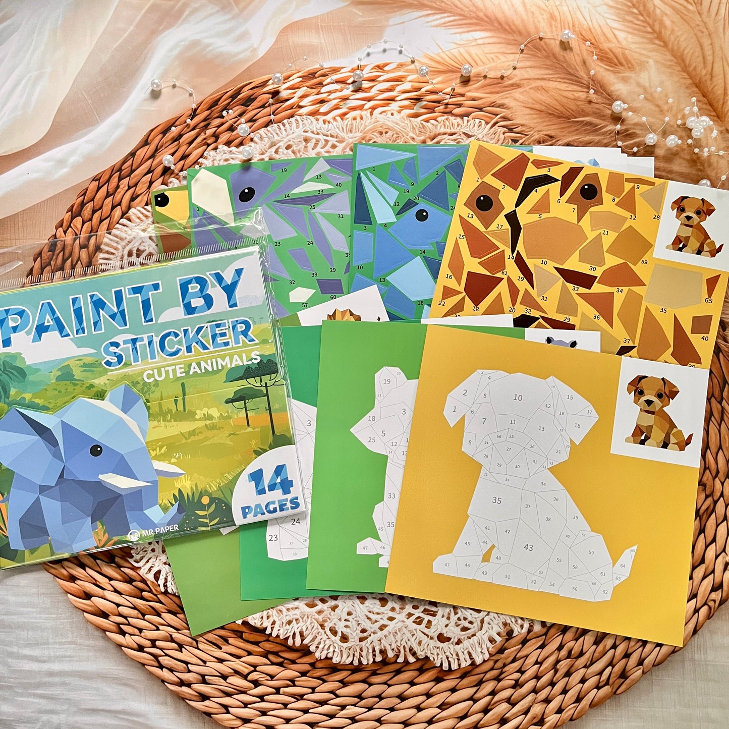14 pcs Interest Zoo Series Cute Cartoon Paint By Sticker Pages
