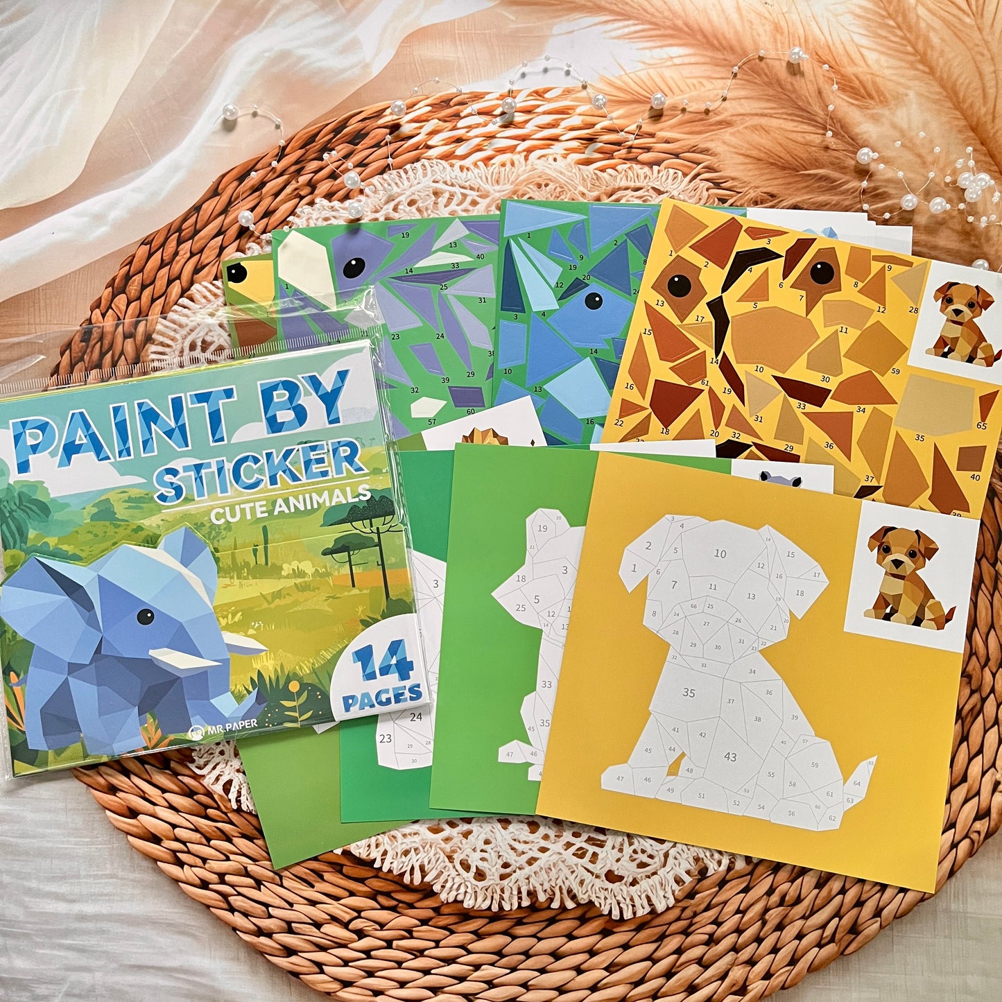 14 pcs Interest Zoo Series Cute Cartoon Paint By Sticker Pages