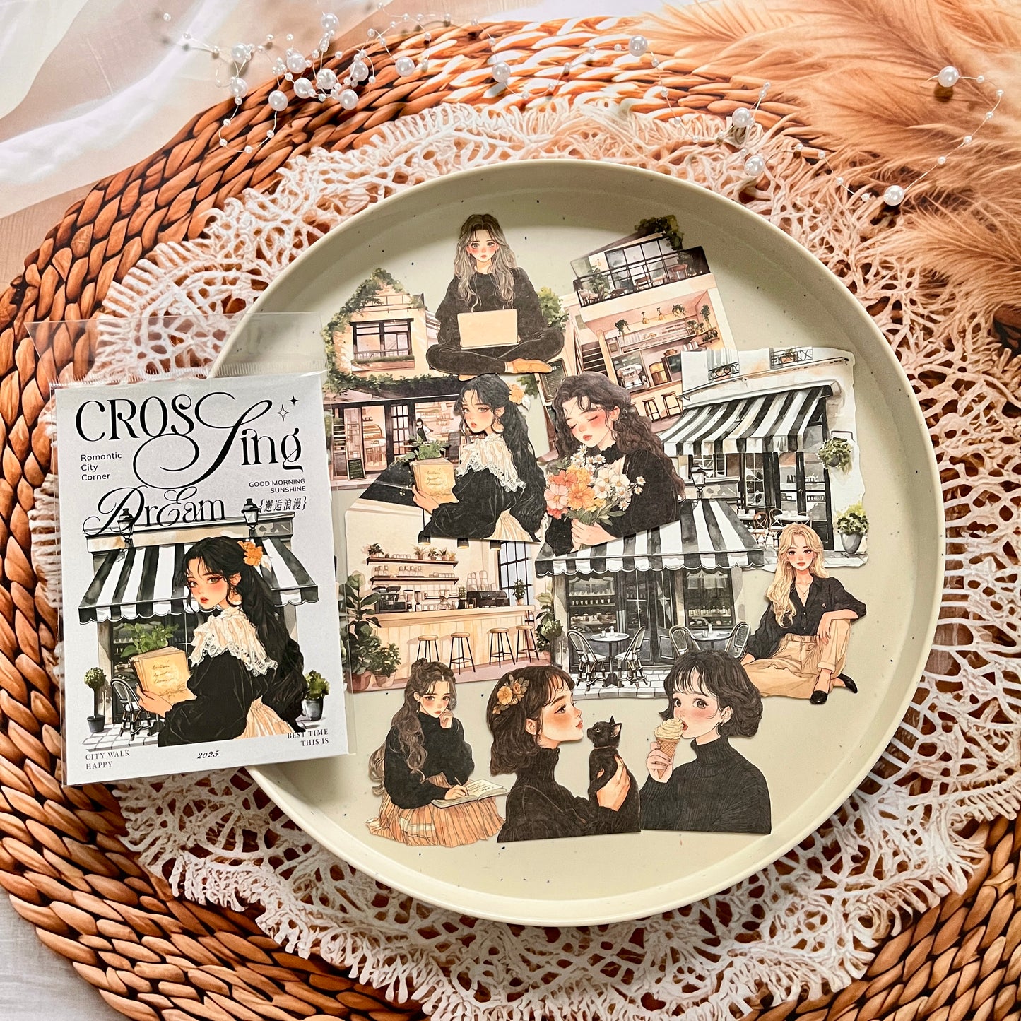15 pcs Laser White Kraft Splendid Days Series Character Girl Stickers