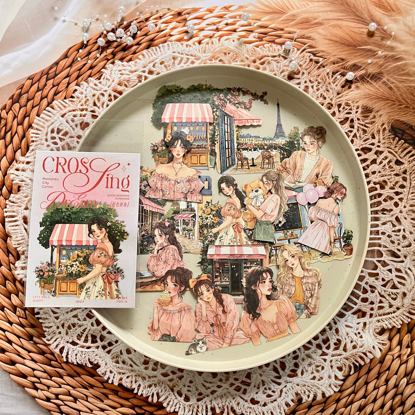 15 pcs Laser White Kraft Splendid Days Series Character Girl Stickers