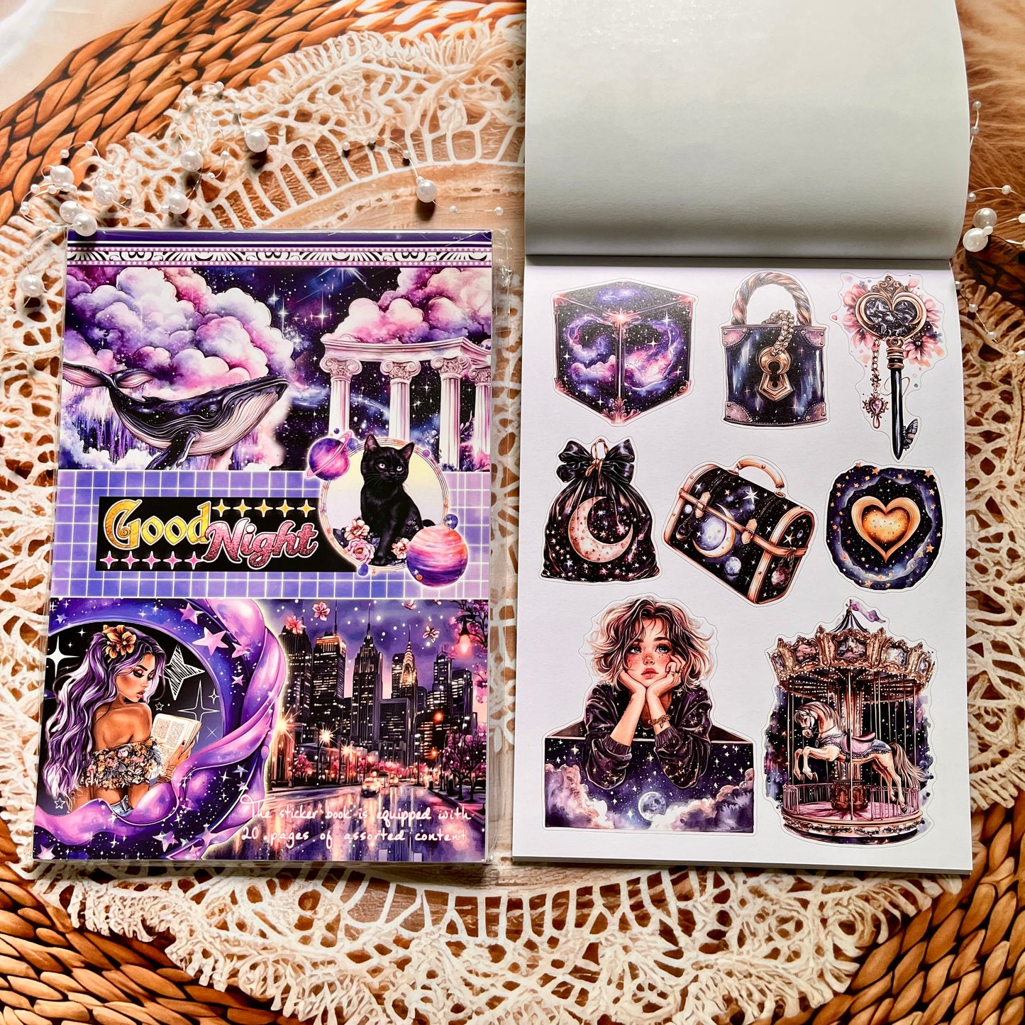 20 Sheets Nightfall Island Style Creative Sticker Book