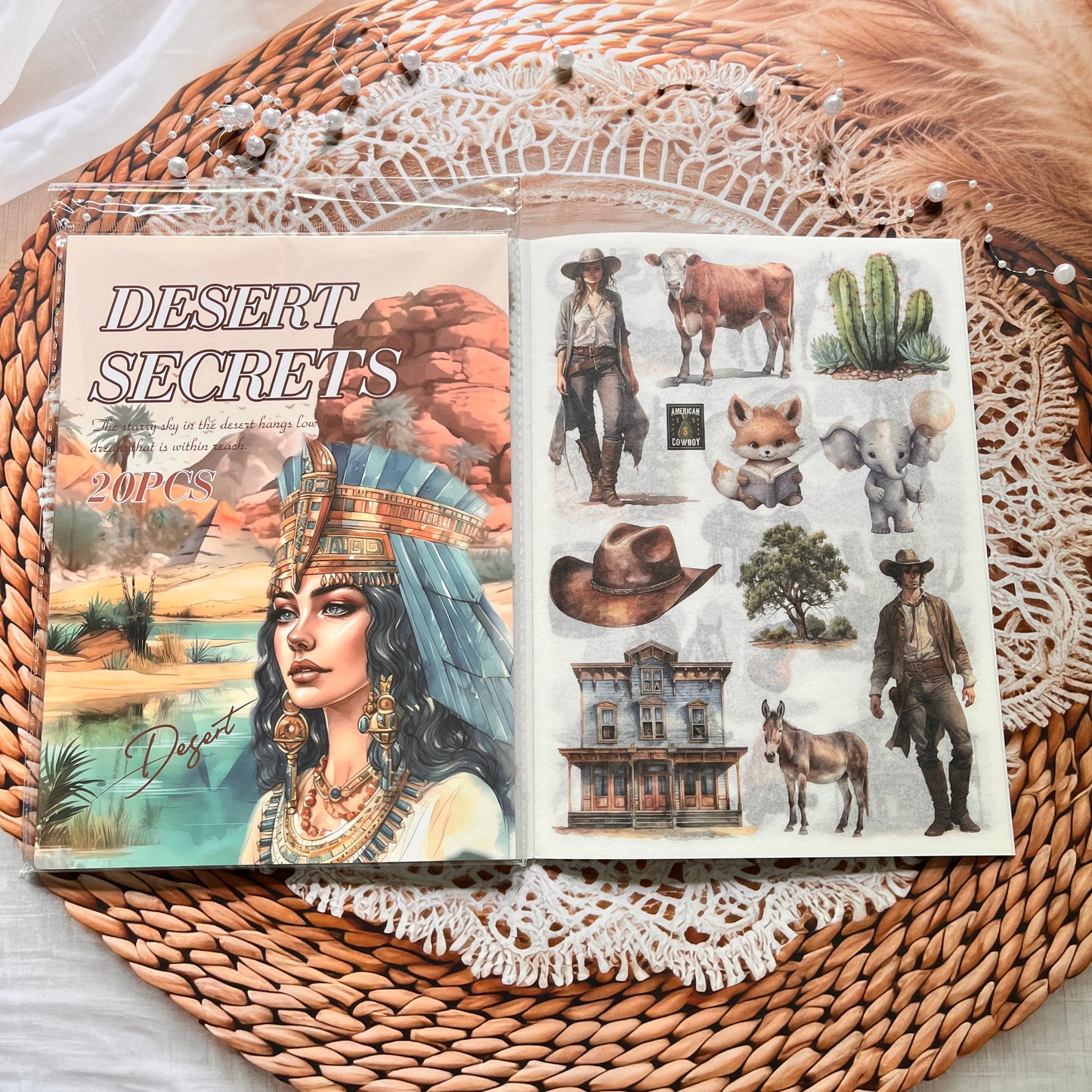 20 Sheets Memory Time series Vintage Plant Flower Character Landscape Sticker Book