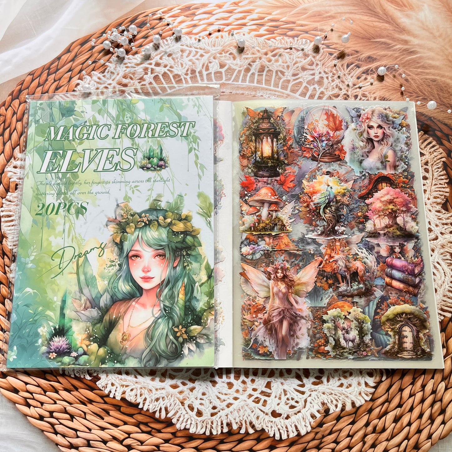 20 Sheets Memory Time series Vintage Plant Flower Character Landscape Sticker Book