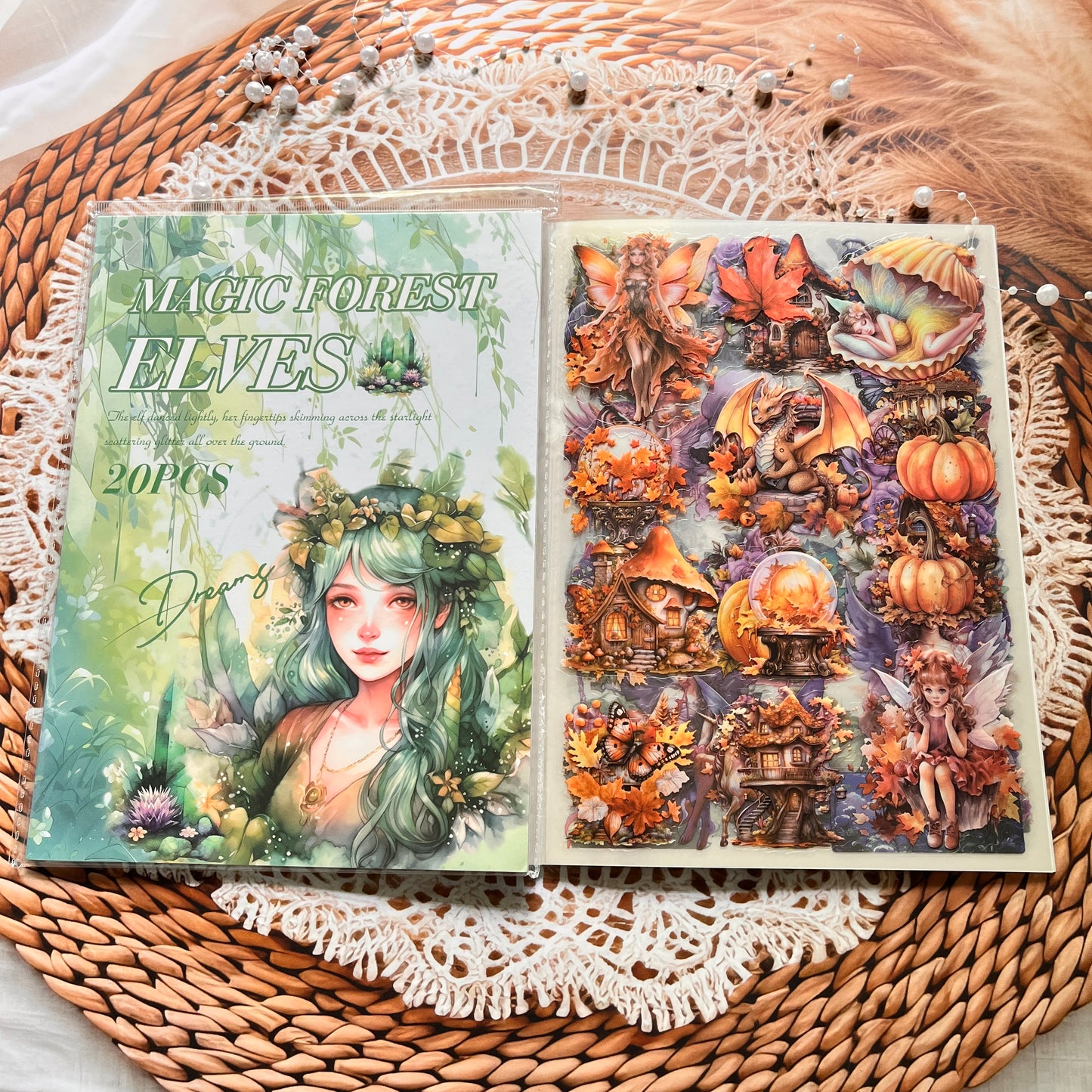 20 Sheets Memory Time series Vintage Plant Flower Character Landscape Sticker Book
