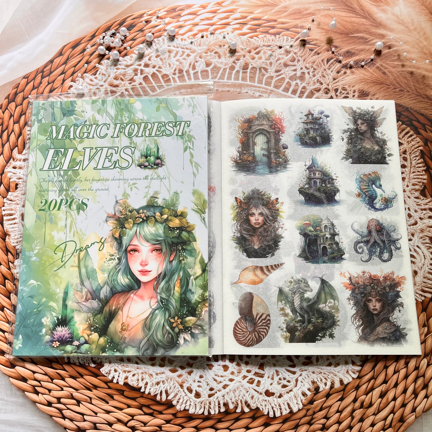 20 Sheets Memory Time series Vintage Plant Flower Character Landscape Sticker Book