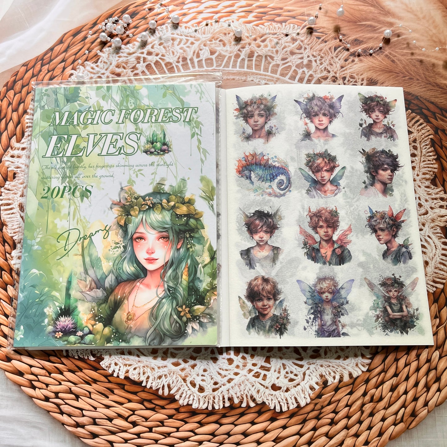 20 Sheets Memory Time series Vintage Plant Flower Character Landscape Sticker Book