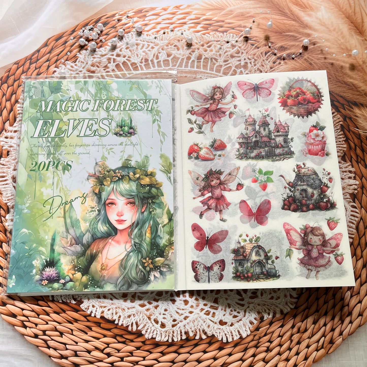 20 Sheets Memory Time series Vintage Plant Flower Character Landscape Sticker Book