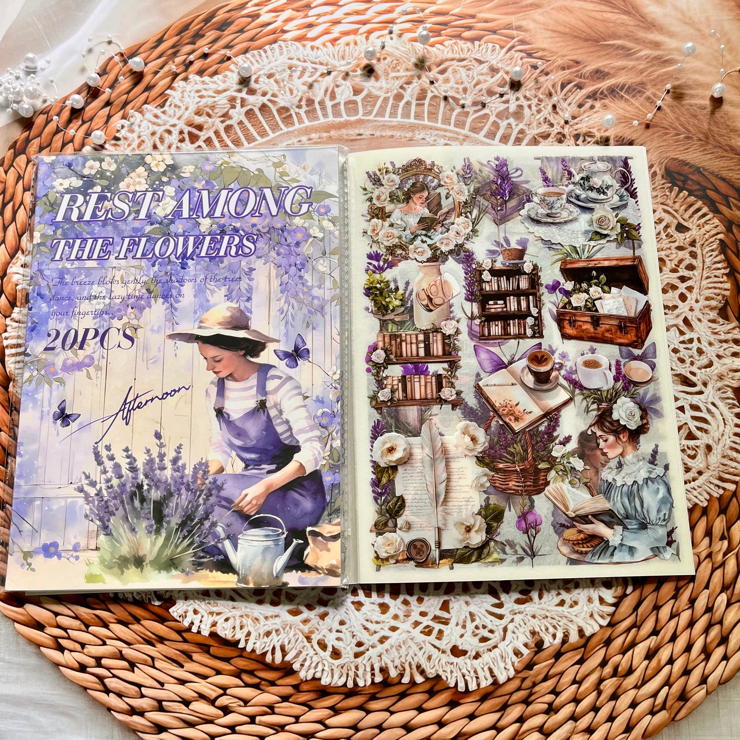 20 Sheets Memory Time series Vintage Plant Flower Character Landscape Sticker Book