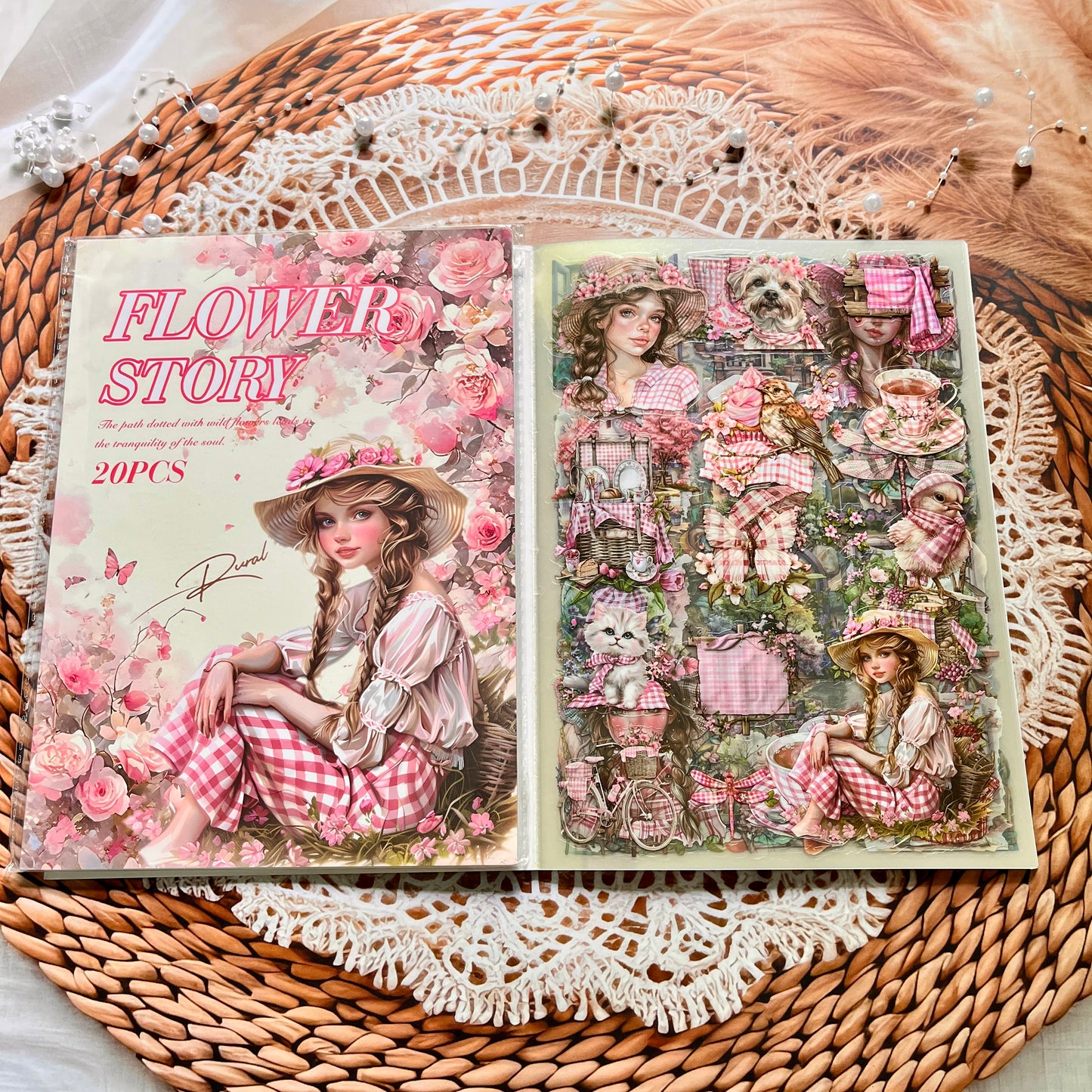 20 Sheets Memory Time series Vintage Plant Flower Character Landscape Sticker Book