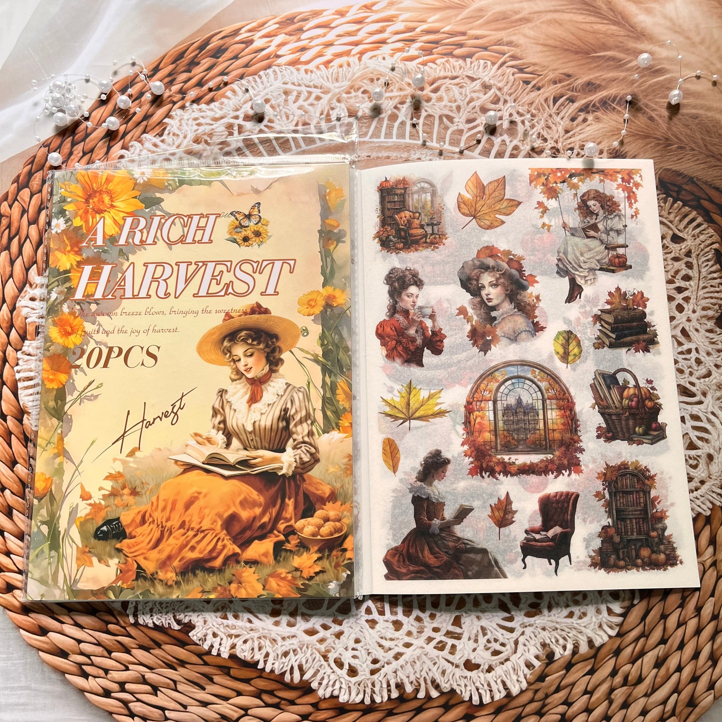 20 Sheets Memory Time series Vintage Plant Flower Character Landscape Sticker Book