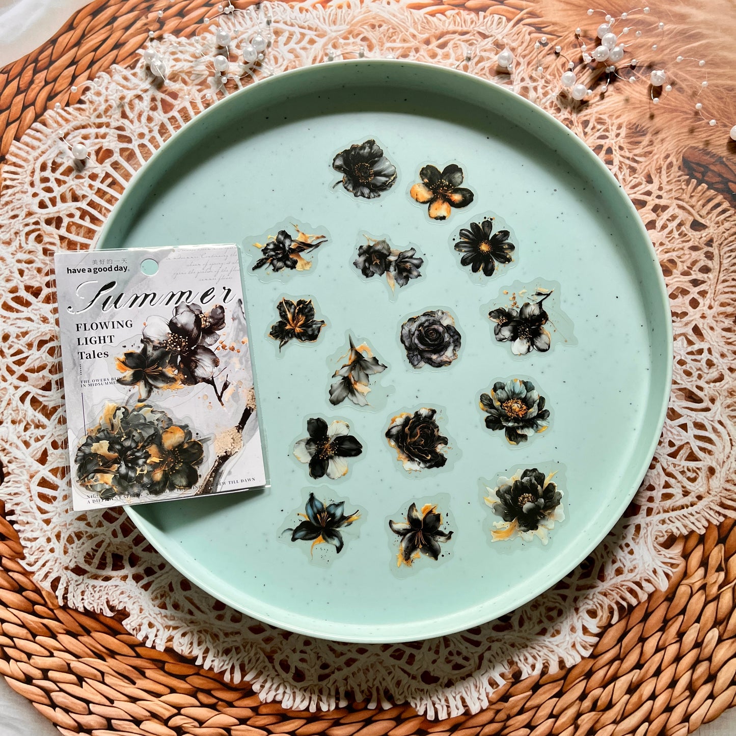 15 pcs Flower Story Series Multi-Size Flower Sticker Pack