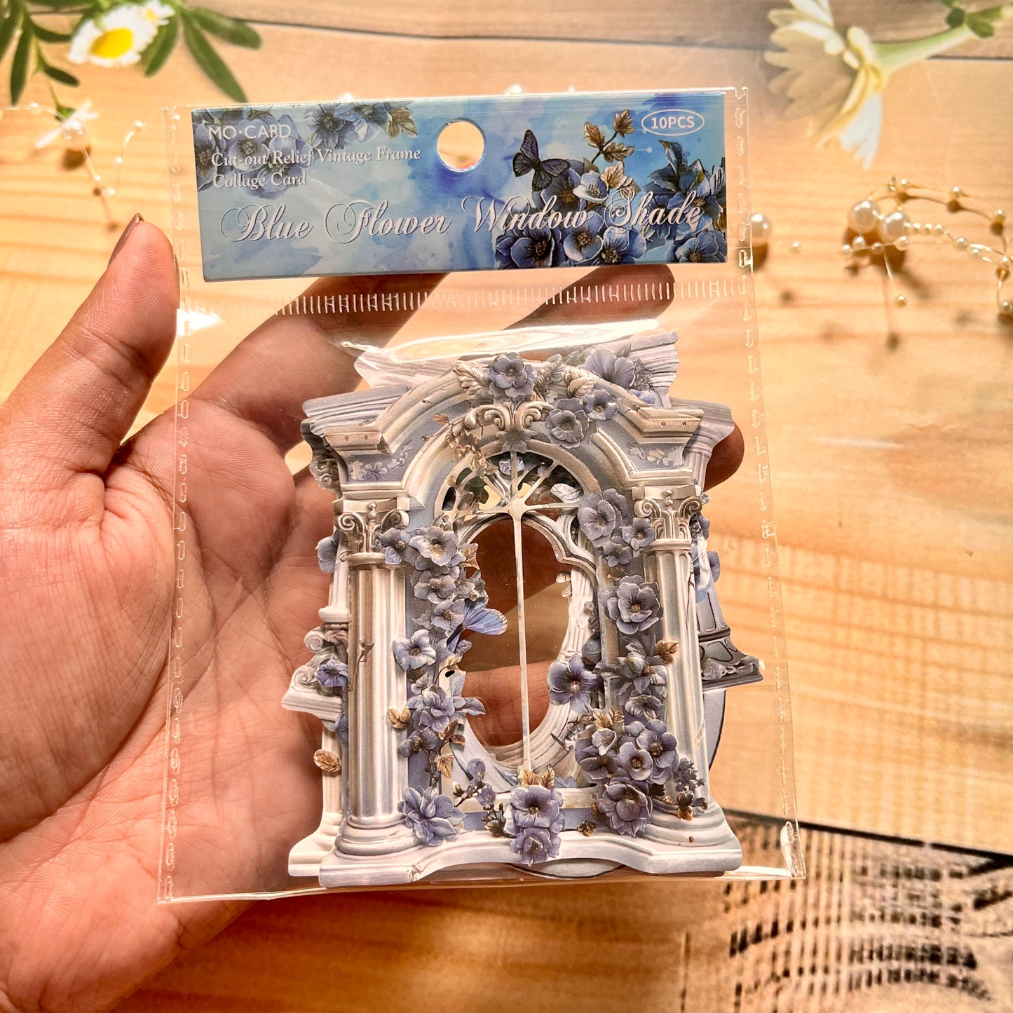 10 Pcs Flower Romance Series Vintage Flower Window Relief Landscaping Collage Card