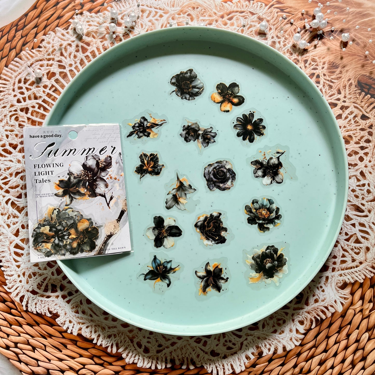 15 pcs Flower Story Series Multi-Size Flower Sticker Pack