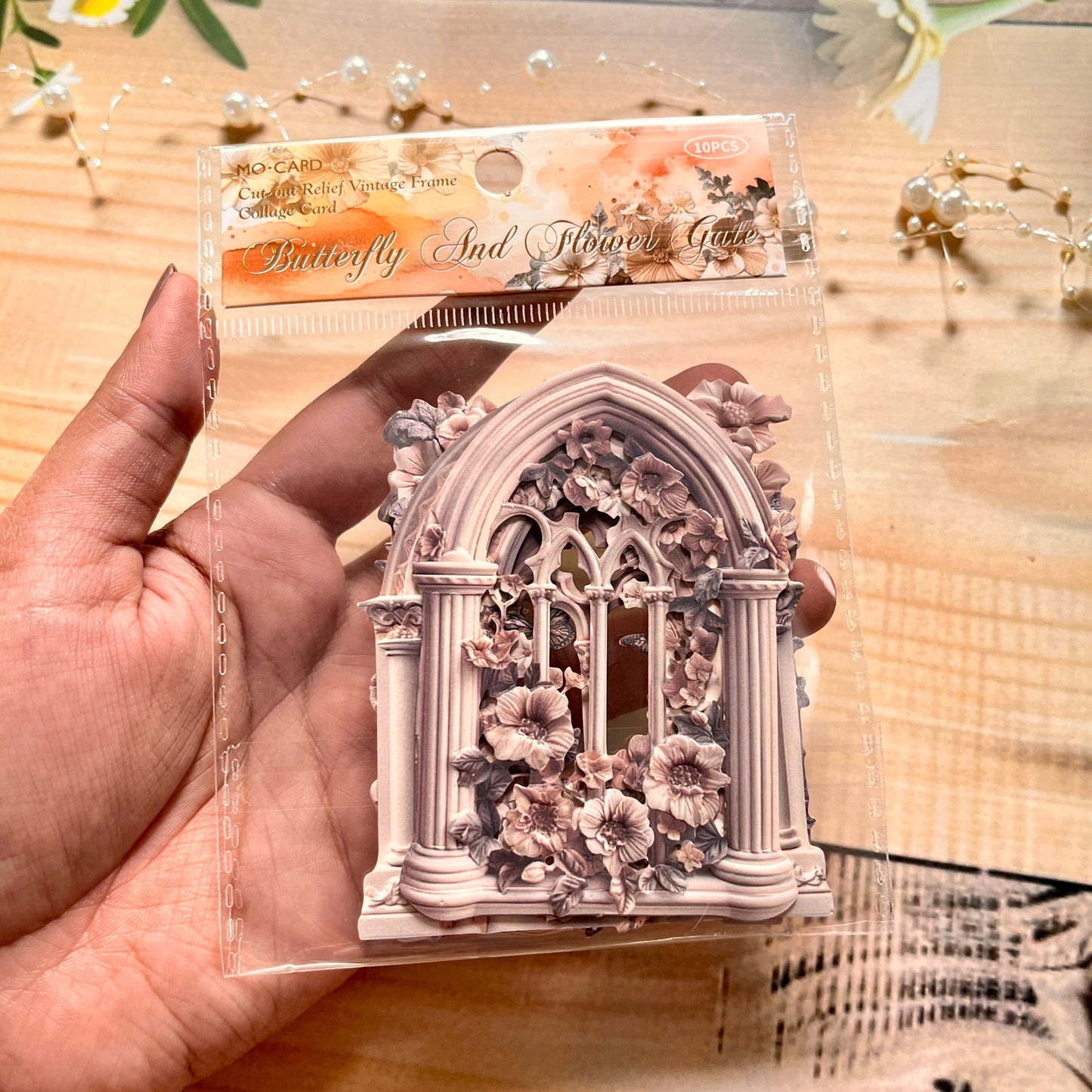 10 Pcs Flower Romance Series Vintage Flower Window Relief Landscaping Collage Card