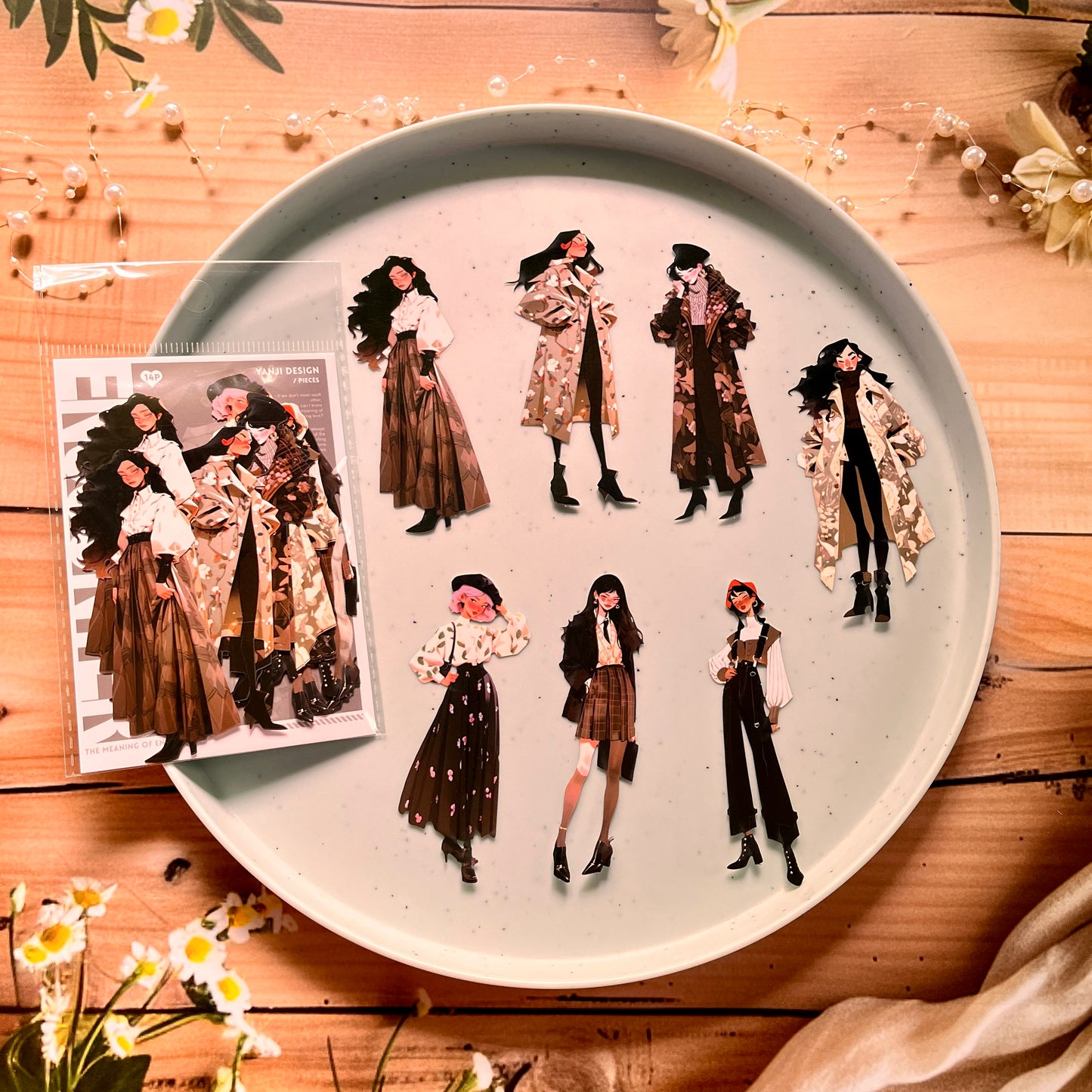 14 Pcs Meaning of Encounter Series Vintage Character Landscaping stickers