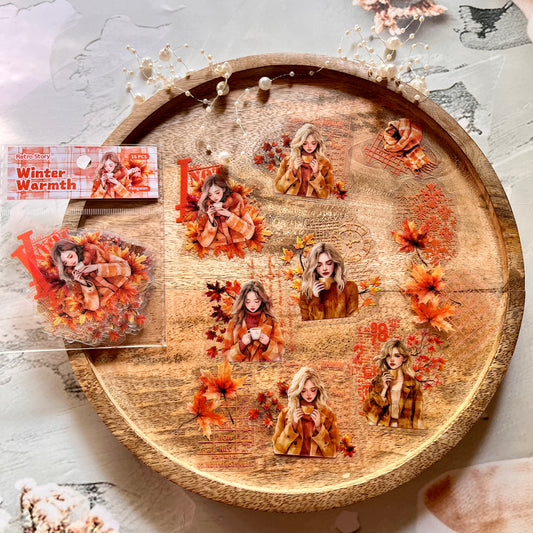 16 Pcs Winter Warmth Series Winter Girls Character Theme Stickers