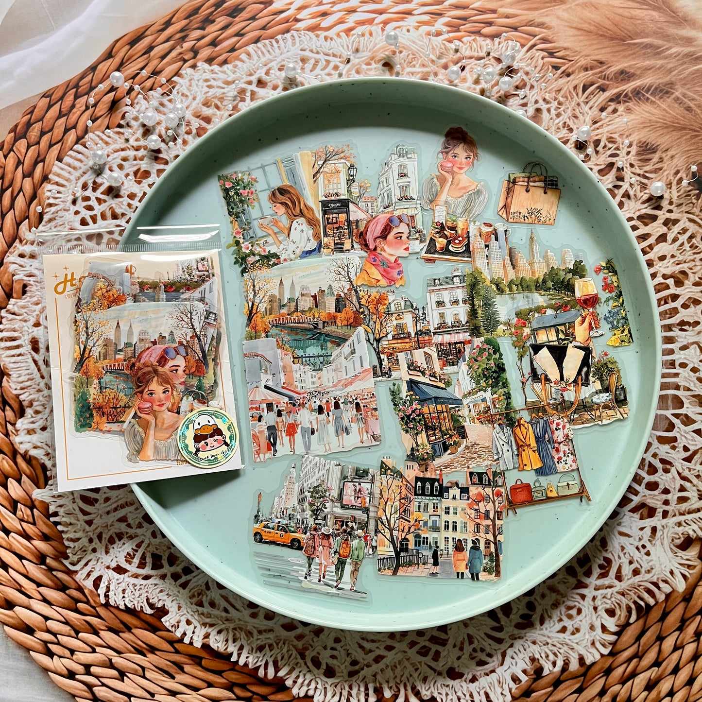 20 Pcs Holiday Lifestyle Series Vintage Travel Plant Flower Pet Stickers