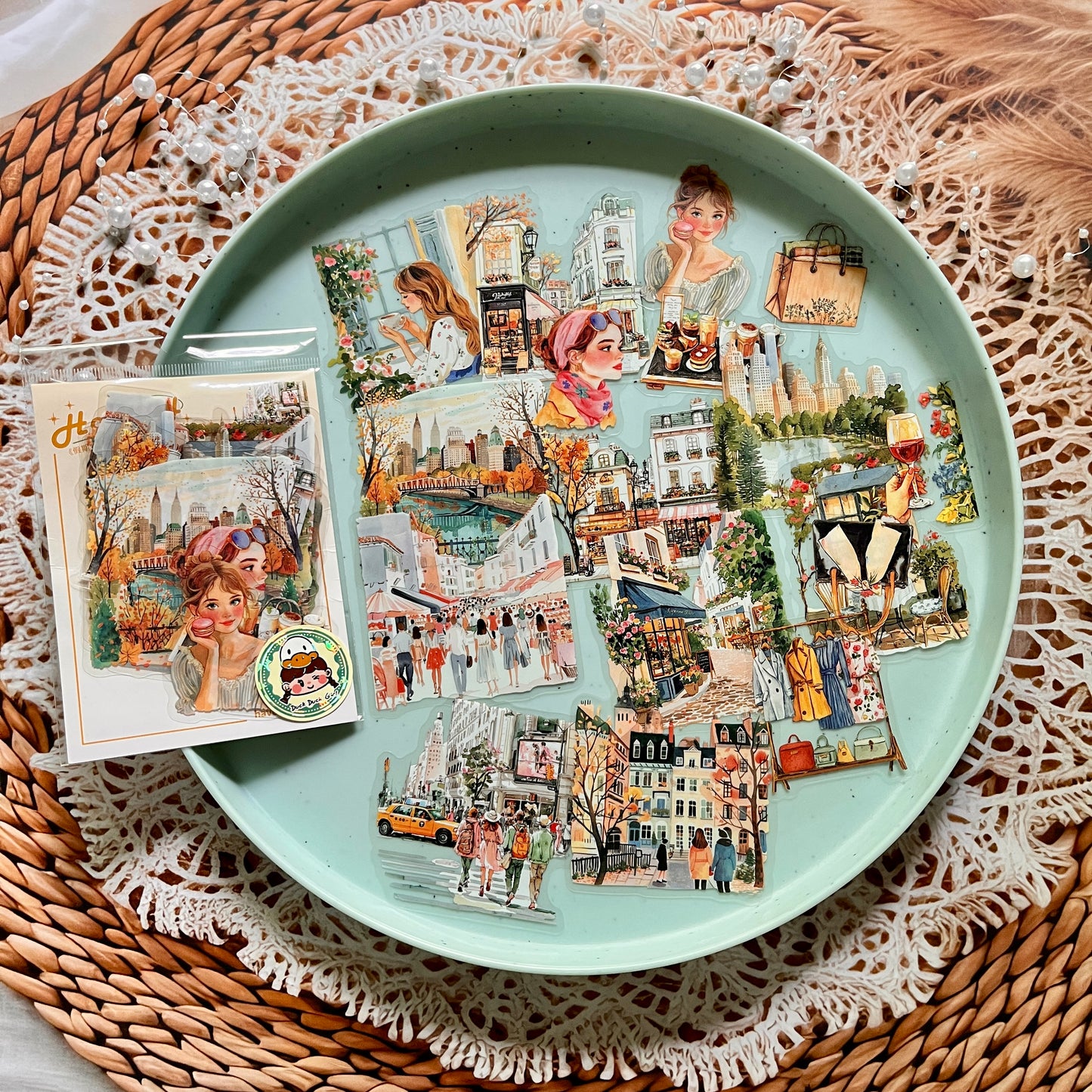 20 Pcs Holiday Lifestyle Series Vintage Travel Plant Flower Pet Stickers