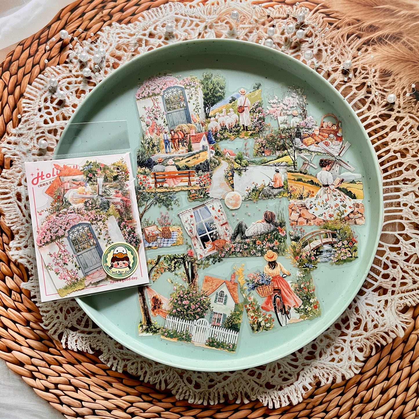 20 Pcs Holiday Lifestyle Series Vintage Travel Plant Flower Pet Stickers