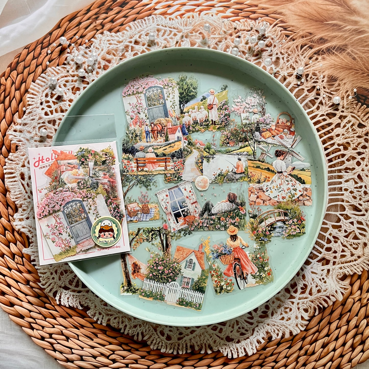 20 Pcs Holiday Lifestyle Series Vintage Travel Plant Flower Pet Stickers