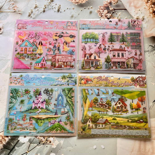 3 Sheets Gentle South Shore Creative Scenery 3D Stickers