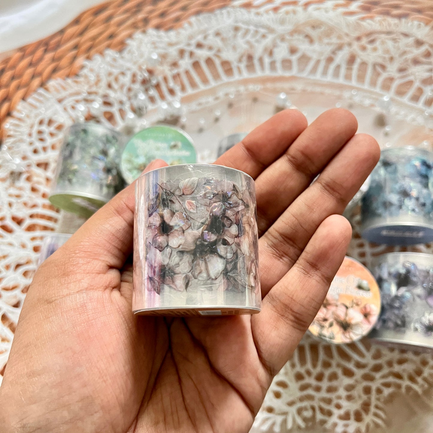 1 Roll Flower Series Shell Light Loop Sticker Pet Tape