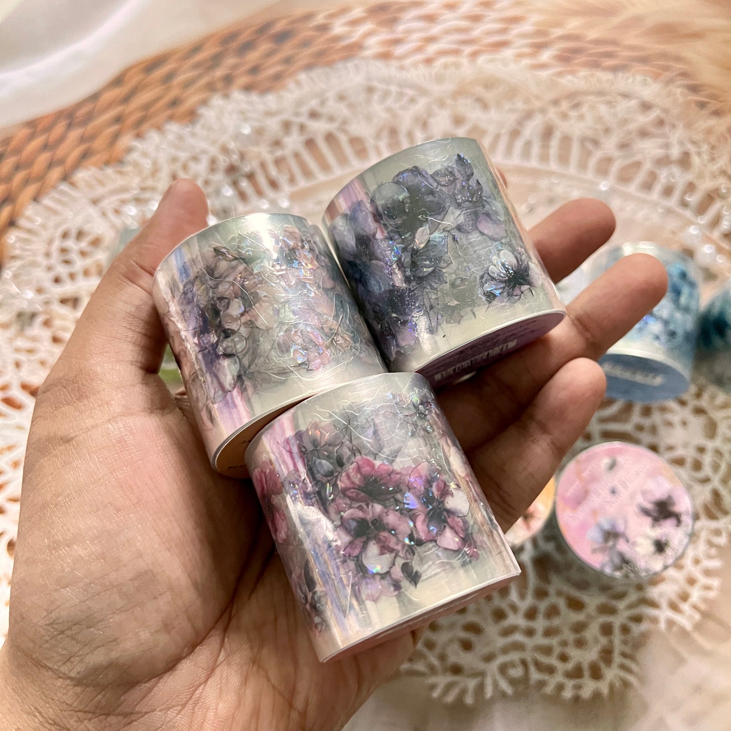 1 Roll Flower Series Shell Light Loop Sticker Pet Tape