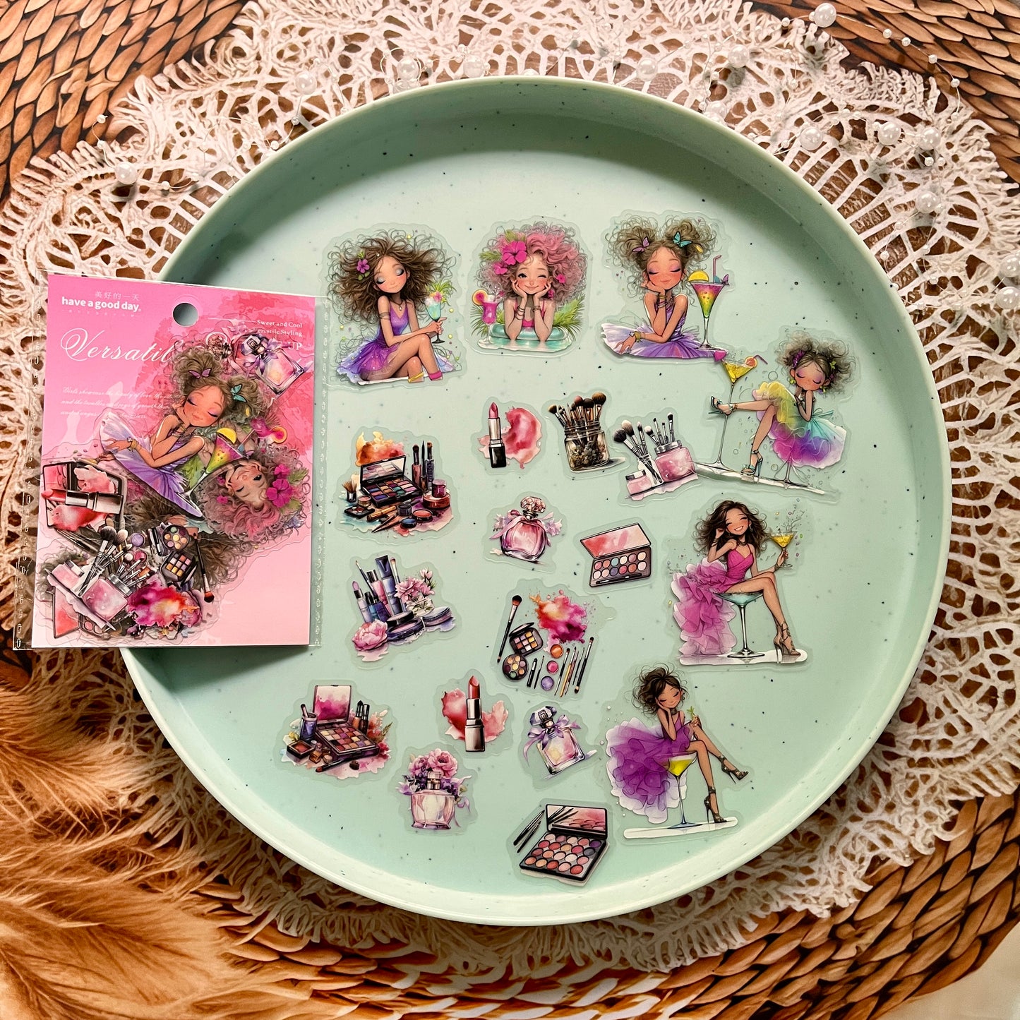 20pcs Variegated Sweetheart Collection Series Girls Beauty Pet Stickers