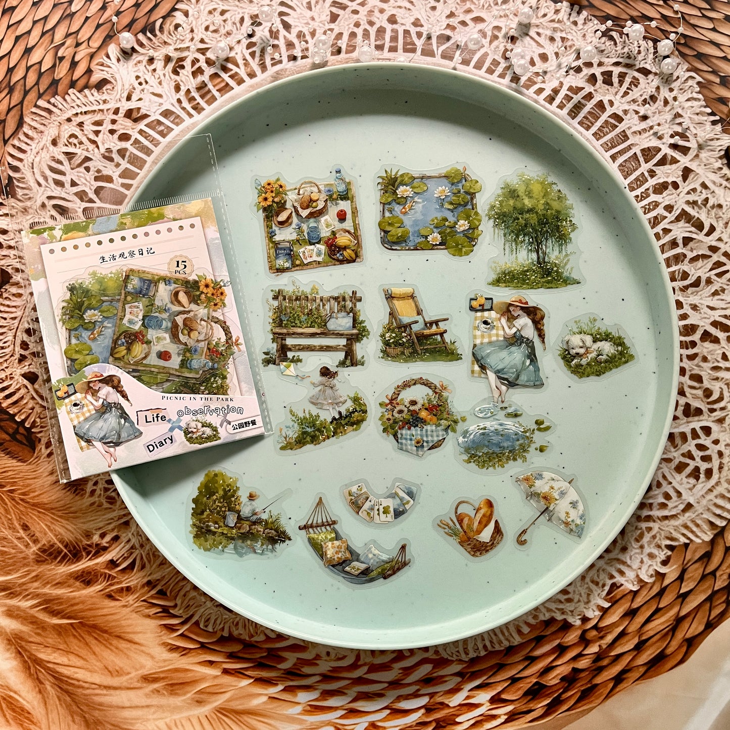 15 Pcs Life Observation Diary Series Vintage Plant Character pet sticker