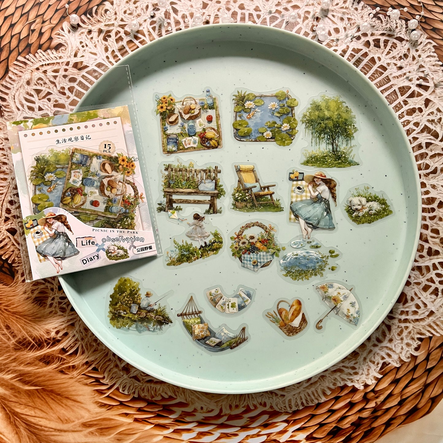 15 Pcs Life Observation Diary Series Vintage Plant Character pet sticker