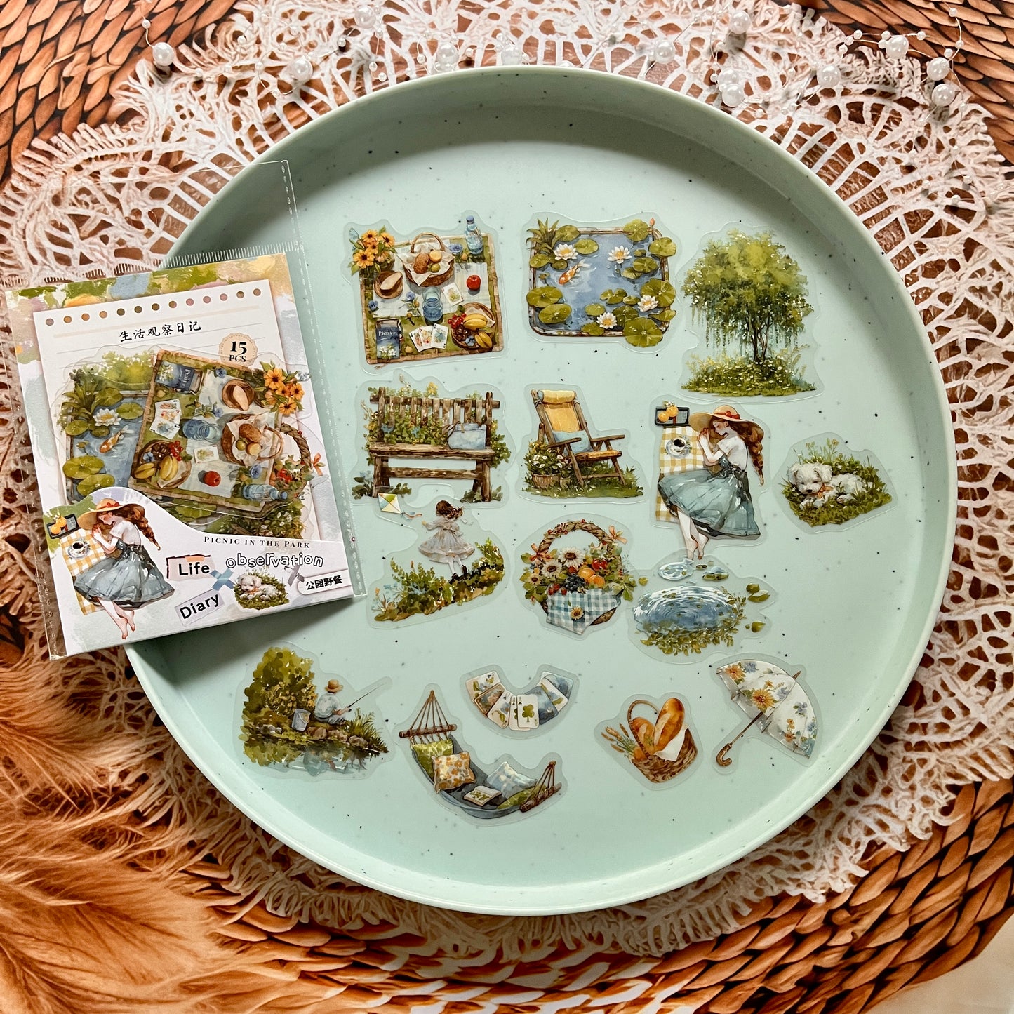 15 Pcs Life Observation Diary Series Vintage Plant Character pet sticker