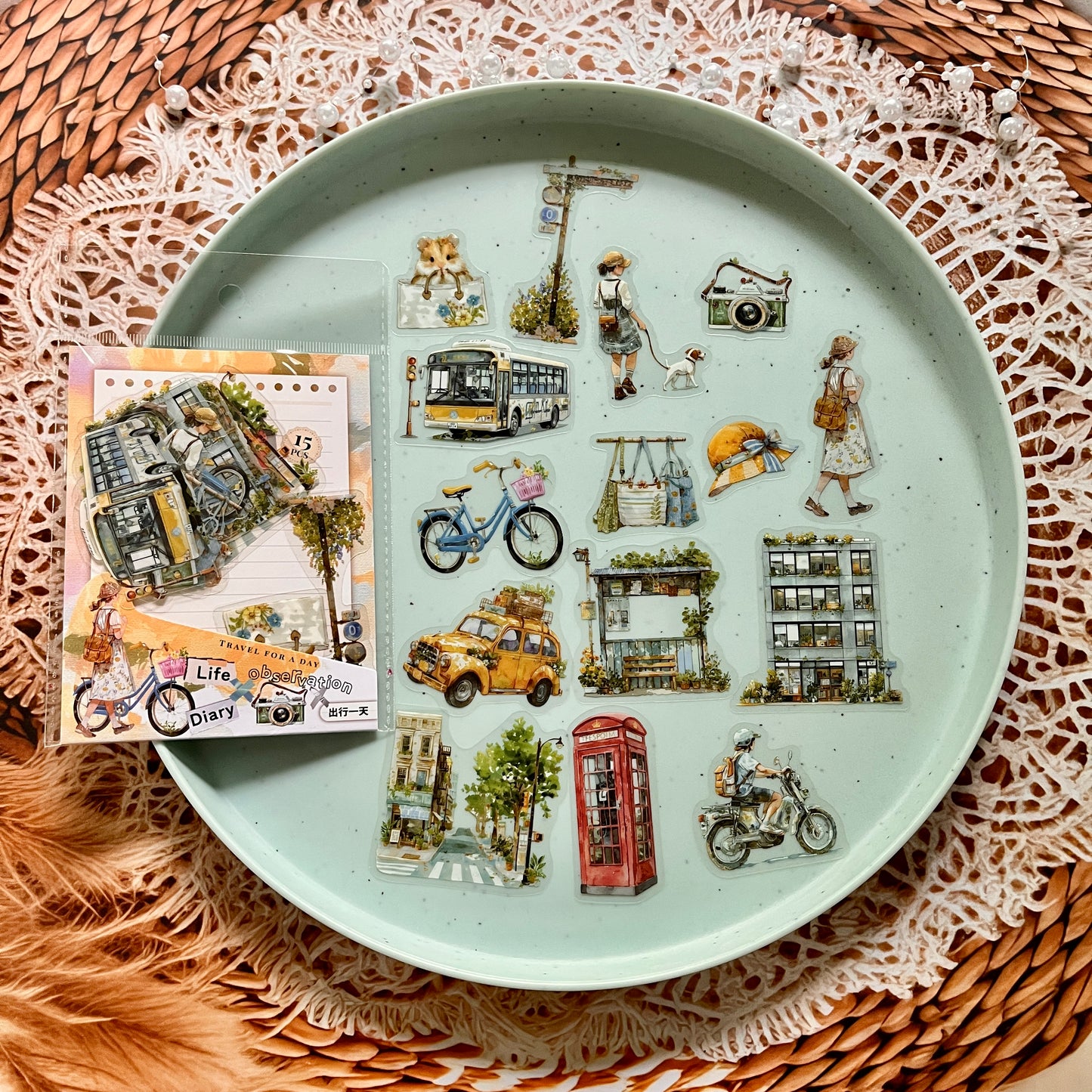 15 Pcs Life Observation Diary Series Vintage Plant Character pet sticker