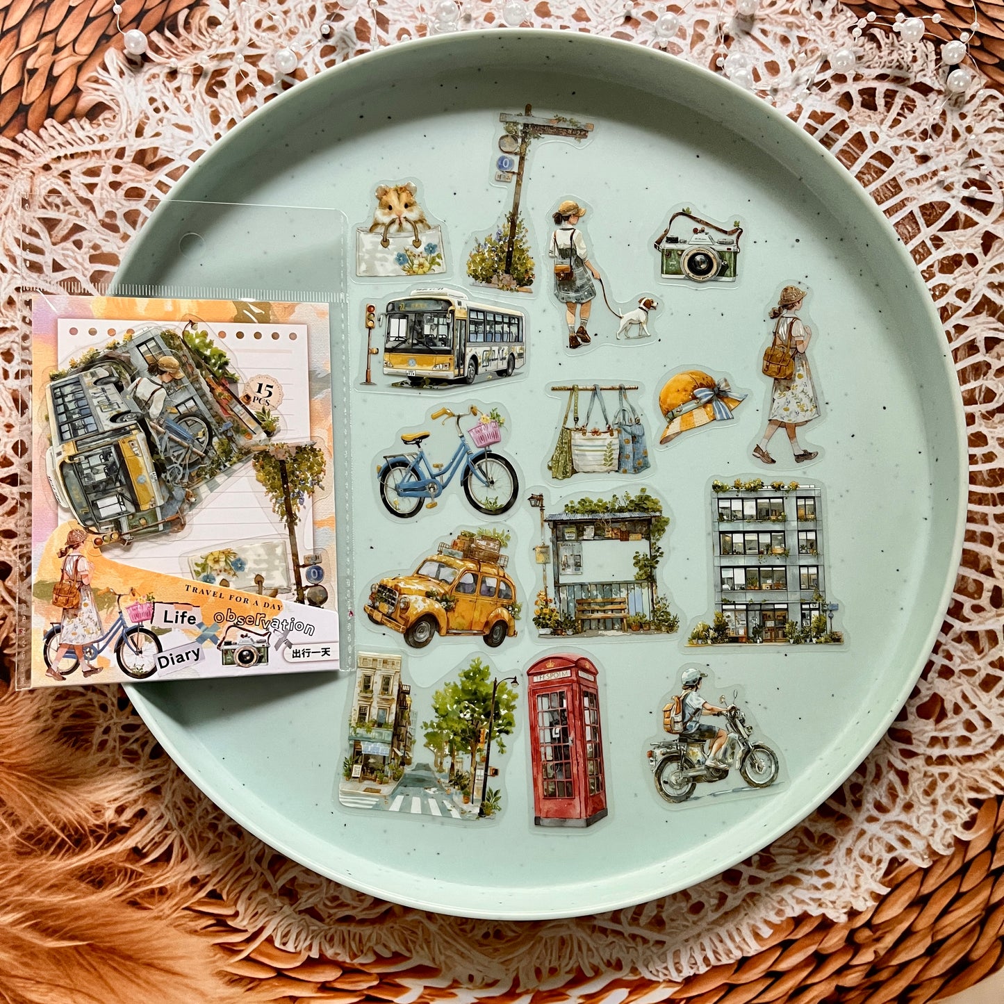 15 Pcs Life Observation Diary Series Vintage Plant Character pet sticker